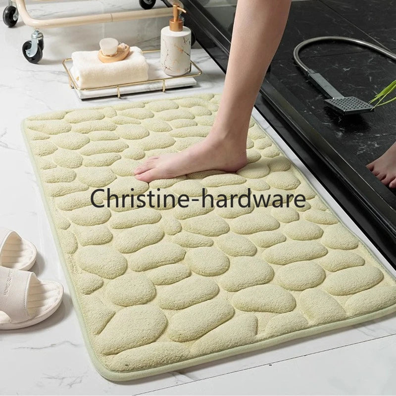 1pc embossed fiber carpet, bathroom living room anti slip mat, pebble floor mat, household items