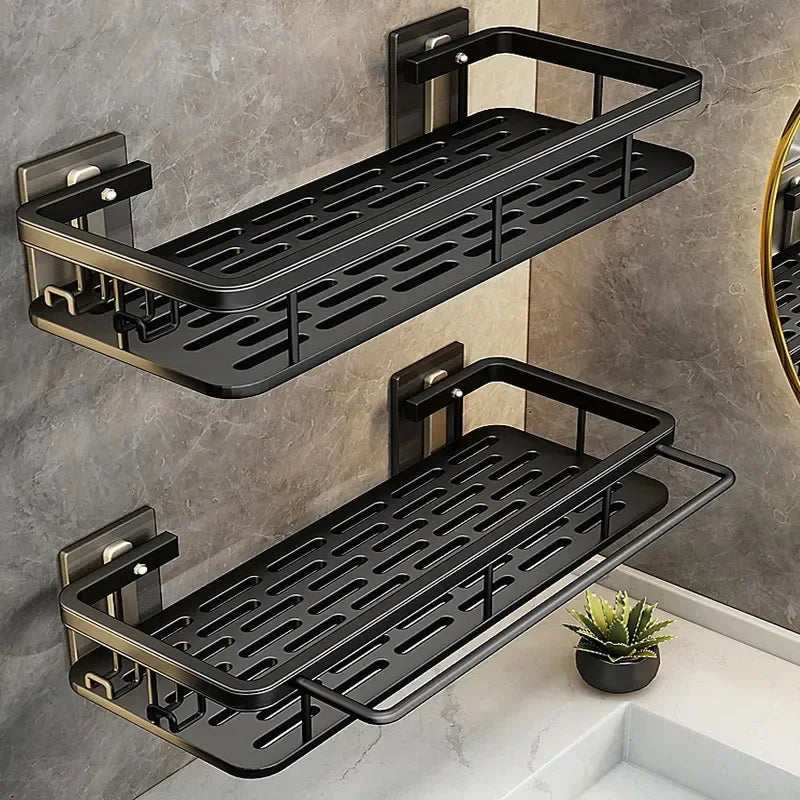 No Drill Aluminum Shower Shelf, Bathroom Storage Rack for Shampoo, Conditioner, and Essentials, Rustproof