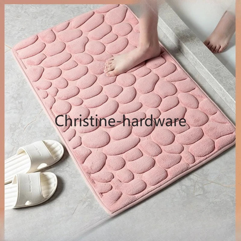 1pc embossed fiber carpet, bathroom living room anti slip mat, pebble floor mat, household items