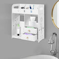 Bathroom Shelf White Wall Cabinet Bathroom Wall Mounted Wall Cabinet with 2 Drawers for Bathroom Storage Bathroom Organizer